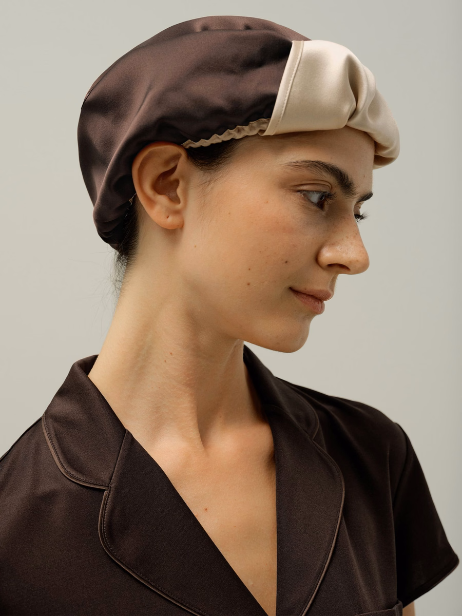 Cappello da notte in seta multicolore avvolgente per i capelli