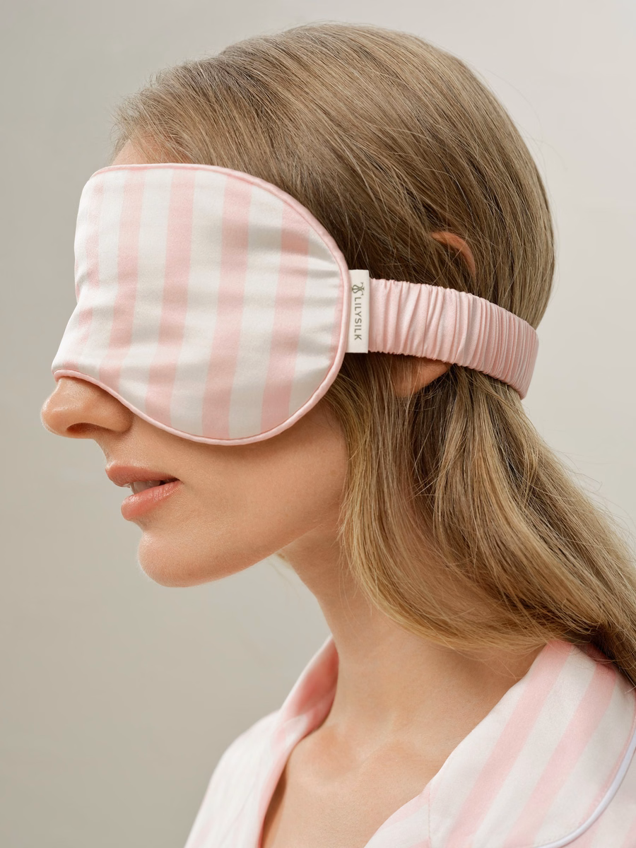 Maschera da notte in Charmeuse a righe