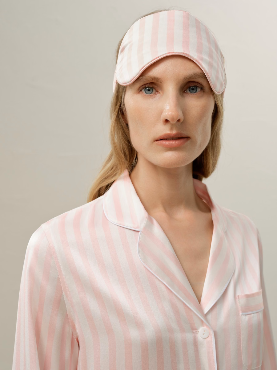 Maschera da notte in Charmeuse a righe